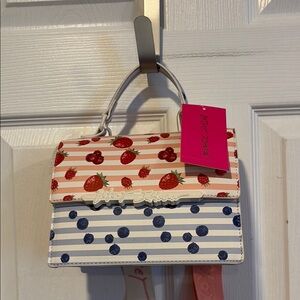 BNWT BETSEY JOHNSON Strawberry and Blueberry Patterned Crossbody Handbag